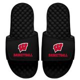 Men's ISlide Black Wisconsin Badgers Basketball Slide Sandals