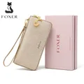 FOXER – portefeuille en croûte de cuir pour femmes pochette pliable avec bracelet porte-cartes