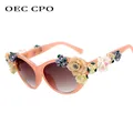 Lunettes de soleil œil de chat fleur charmante pour femmes et hommes Oculos Vintage lunettes yeux