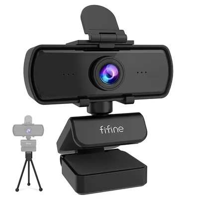 FIFINE – Webcam Full HD 1440p avec Microphone trépied pour ordinateur de bureau et portable USB