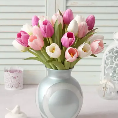 Guirxiété de tulipes artificielles en PU 5 pièces bouquet de fausses fleurs pour fête de
