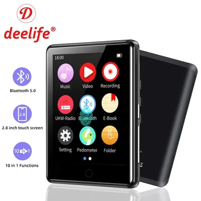Deelife – lecteur MP3 Bluetooth 5.0 écran tactile lecture de musique haut-parleur intégré 16