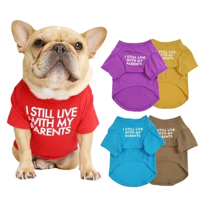 Chemise Bouledogue Français avec Lettres Imprimées Vêtement en Coton Confortable pour Chien