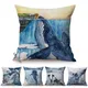 Housse de coussin Style baleine bleue décoration de canapé animaux couleur de l'eau peint