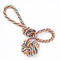 Jouets pour animaux de compagnie colorés 100% coton corde à nœud avec balle pour mâcher agressif