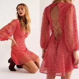 Free People Dresses | Hp Nwt Free People Kaya Sequin Crochet Dress | Color: Orange/Pink | Size: Xs