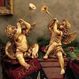 Darby Home Co 2 Piece Trumpeting Angels of St. Peter's Square Figurines Resin in Yellow | 13.5 H x 7 W x 8.5 D in | Wayfair TJP1331 18102961