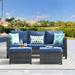 Red Barrel Studio® Harbin 76.77" Wide Outdoor Wicker Patio Sofa w/ Cushions Wicker/Rattan in Gray | 28.74 H x 76.77 W x 30.12 D in | Wayfair