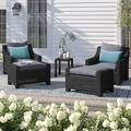 Three Posts™ Northridge 5 Piece Rattan Sunbrella Multiple Chairs Seating Group w/ Cushions Synthetic Wicker/All - Weather Wicker/Wicker/Rattan | Outdoor Furniture | Wayfair