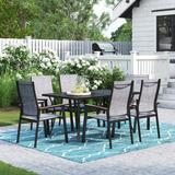 Lark Manor™ Alyah Rectangular 6 - Person 58.9" Long Aluminum Outdoor Dining Set Metal in Black | 60 W x 35 D in | Wayfair