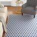 Blue 94 x 0.28 in Area Rug - George Oliver Horley Geometric White/Navy Area Rug Polypropylene | 94 W x 0.28 D in | Wayfair