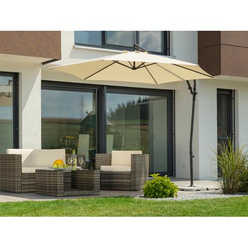 Schneider Schirme Ampelschirm Genua, mit Schirmständer, ohne Wegeplatten beige Sonnenschirme -segel Gartenmöbel Gartendeko
