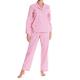 Savile Row Company Women's White Pink Flower Print Organic Cotton Pyjama Set 10