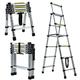 1.7M-2M Aluminum Multi Purpose Ladder Telescoping Ladders Folding Ladders 5 6 StepLadder With EN131 Certified, Max Capacity 150KG/330LBS For Outdoor & Indoor Use