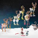 MacKenzie-Childs Patience Brewster Dash Away Prancer Reindeer Figure Resin in Brown/Green/White | 12.5 H x 1 W x 1 D in | Wayfair 08-30230