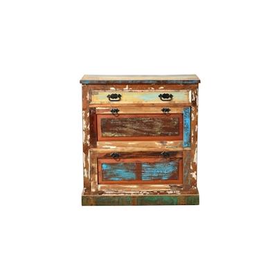 SIT Möbel Schuhschrank mit 2 Klappen und 1 Schublade | Altholz lackiert | bunt | B 85 x T 40 x H 90 cm | 09162-98 | Seri