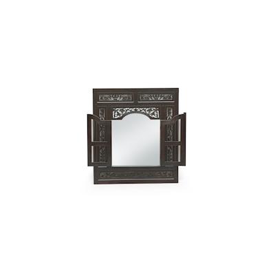 SIT Möbel Wand-Spiegel mit 2 Flügeltüren | Akazie massiv antikfinish | B 80 x T 5 x H 90 cm | 09091-30 | Serie SAMBA