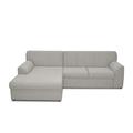 DOMO. Collection Ecksofa Topper | moderne Couch in L-Form | kleine Polsterecke mit Schlaffunktion | Silber, 245x155x78 cm