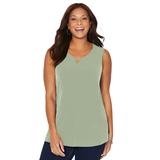 Plus Size Women's Crisscross Timeless Tunic Tank by Catherines in Clover Green (Size 5X)