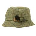 Teflon Coated Wool Tweed Bucket Poacher Hat in Green Size Large