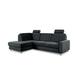 CAVADORE Ecksofa Clint / L-Form-Sofa mit Federkern und Ottomane links / Inkl. Bett, Bettkasten & Kopfstützen / Soft Clean: Leichte Fleckenentfernung / 246 x 86 x 165 / Flachgewebe: Grau