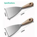 Couteau à mastic lame de grattoir 4cm/6cm/8cm/10cm pelle murale manche en bois en acier inoxydable