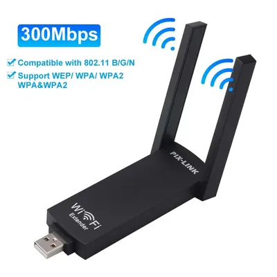 Répéteur WiFi sans fil USB 300Mbps double antenne amplificateur de Signal pour l'extension de la
