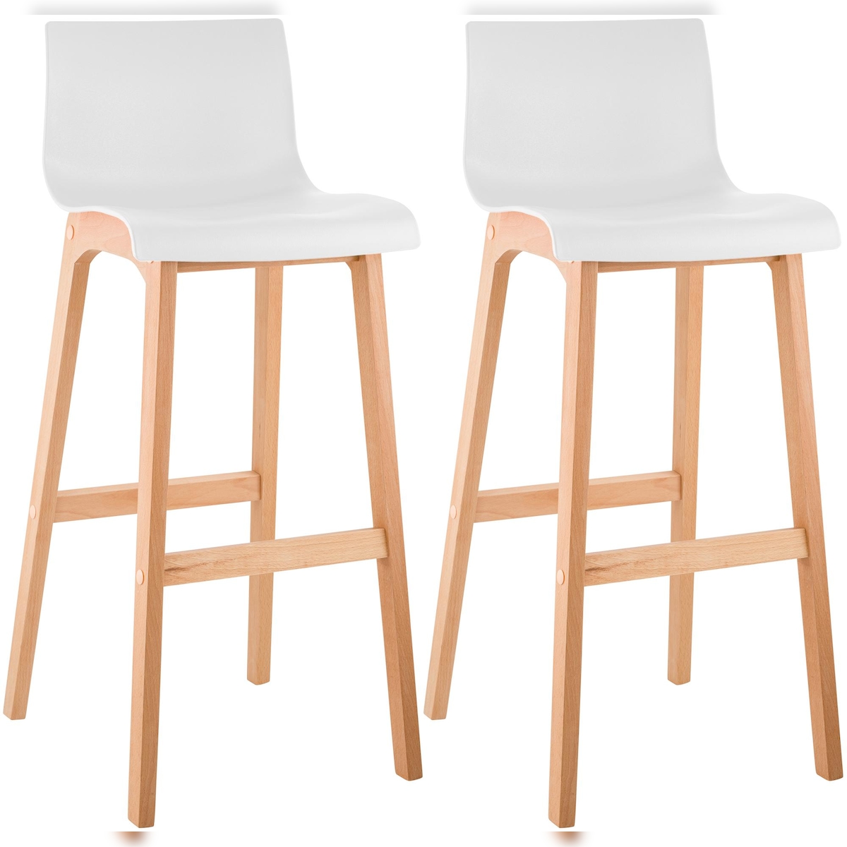 CLP 2er Set Barhocker Hover Kunststoff Vierfußgestell Natura weiß Image