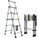 4+5 Step Ladder 2 Ways Combination Ladder Aluminum A-Frame Stepladder Extension Telescopic Ladder Lightweight 150KG Capacity for Home Kitchen Office Household Multipurpose Ladder