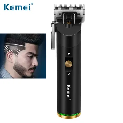 Kemei tondeuse à cheveux professionnelle sans fil pour salon de coiffure lame creuse batterie li-on