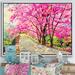 East Urban Home Cherrry Blossom Lane - Painting Print on Canvas Canvas, Wood in Gray/White | 36 H x 46 W x 1.5 D in | Wayfair