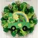 The Holiday Aisle® St Patrick's Day Wreath w/ Glittering Truck & Rainbow Burlap/Deco Mesh in Green | 24 H x 24 W x 6 D in | Wayfair