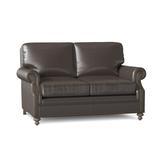 Bradington-Young West Haven 59" Genuine Leather Rolled Arm Loveseat Genuine Leather in Gray | 36 H x 59 W x 38 D in | Wayfair