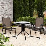 Red Barrel Studio® Ganessa Round 2 - Person 23.5" Long Bistro Set Glass in Black | 23.5 W in | Outdoor Furniture | Wayfair