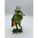 Trinx Glazed Red Eyed Tree Frog Lady w/ Cell Phone & Shopping Bags Figurine Resin in Gray/Green | 8.5 H x 4 W x 3.5 D in | Wayfair
