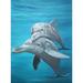 Longshore Tides Mother Dolphin by Amy Valiante - Painting Print Canvas/Metal in Blue/Gray | 32 H x 24 W x 0.15 D in | Wayfair