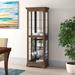 Darby Home Co Shayna Lighted Curio Cabinet Wood/Glass in Brown | 78 H x 28 W x 17 D in | Wayfair 3441F6A0EB3F44F79B98355390DCD4B6