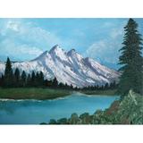 Loon Peak® Mountain Stream by Amy Valiante - Painting Print Canvas/Metal in Blue/Green/White | 12 H x 16 W x 1.5 D in | Wayfair