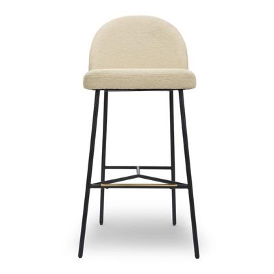 Barhocker BANE - Barhocker, Bouclé Stoff Weiß & schwarzes Metall, H78 Image