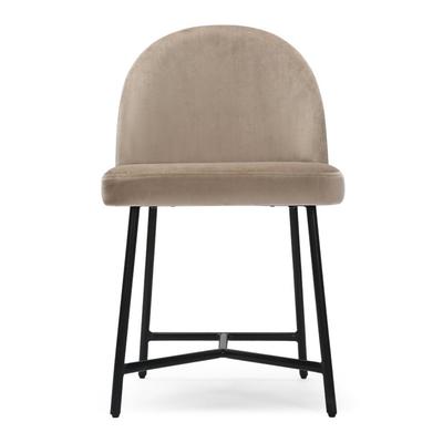 Stuhl BANE - Polsterstuhl, Samt in Taupe & schwarzes Metall Image