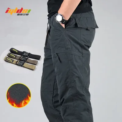 Pantalon Cargo imperméable pour homme polaire épais chaud Double couche multi-poches