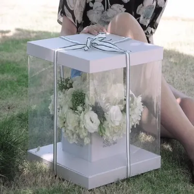 Boîte à fleurs carrée transparente en PVC emballage de bouquet coffrets cadeaux faveur de