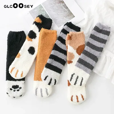 Chaussettes Chaudes en Forme de Patte de Chat pour Femme et Fille Accessoire de Couchage pour le