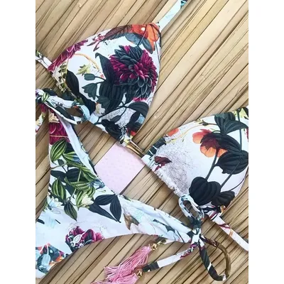 Maillot de bain brésilien imprimé floral pour femmes bikini push-up bandage 2020