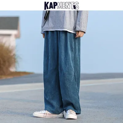KAPMENTS-Pantalon large en velours côtelé Harajuku pour hommes salopette masculine streetwear
