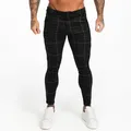 GINGTTO – pantalon Skinny à carreaux noir pour homme taille haute automne hiver zm383