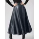 Celmia – jupes longues en cuir PU pour femmes mode couleur unie Midi élégantes taille haute