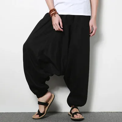 INCERUN-Pantalon large en coton pour homme jogging à entrejambe tombant streetwear hip-hop