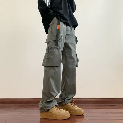 Pantalon cargo multi-poches pour homme sarouel style punk hip hop décontracté design ABZ51