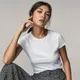 MRstuff-T-shirt manches courtes pour femme 2024 coton couleur unie collection 100%